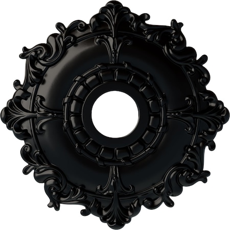 Ekena Millwork Riley Ceiling Medallion (Fits Canopies up to 4 5/8"), 18"OD x 3 1/2"ID x 1 1/2"P, Jet Black CM18RLBLF